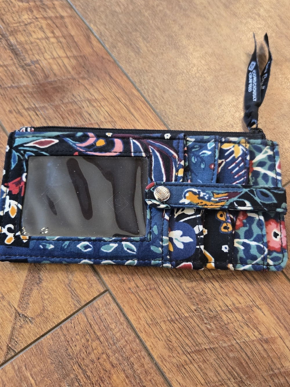 Vera Bradley Navy Floral Quilted ID Wallet